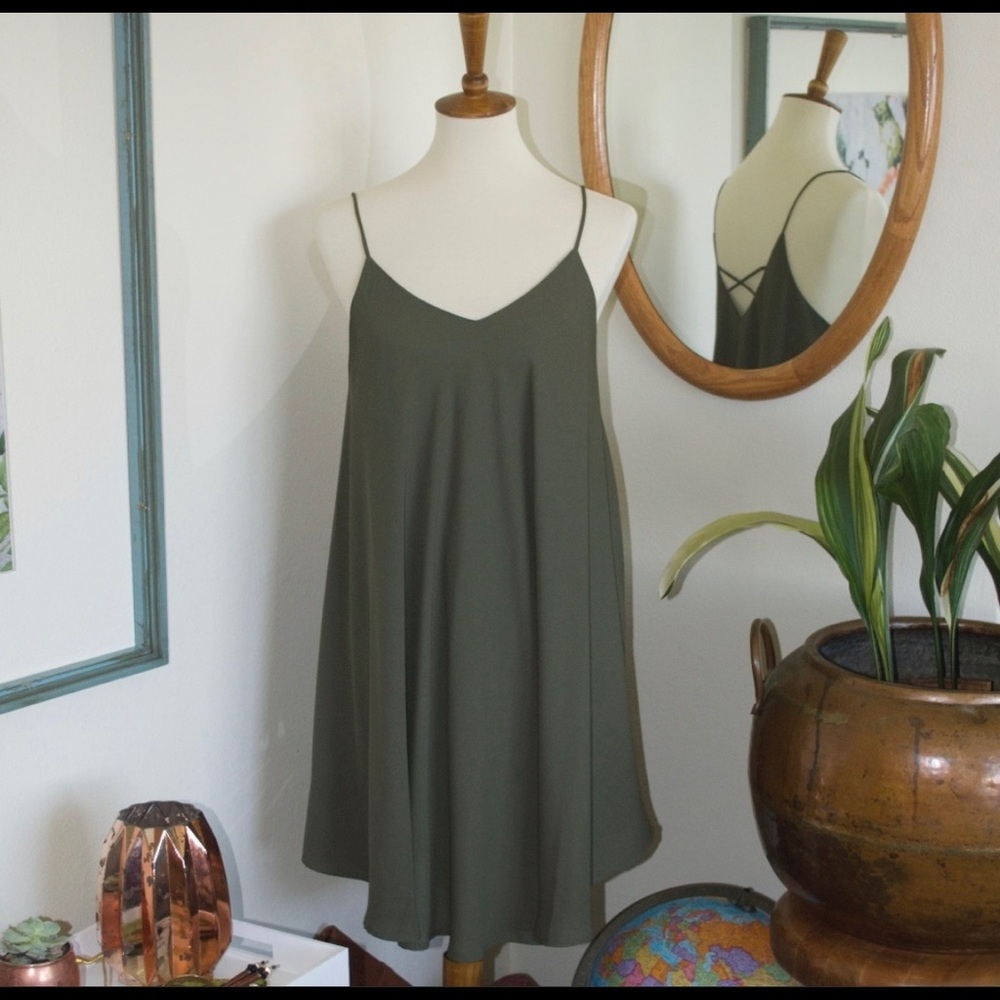 Moss green strappy sundress